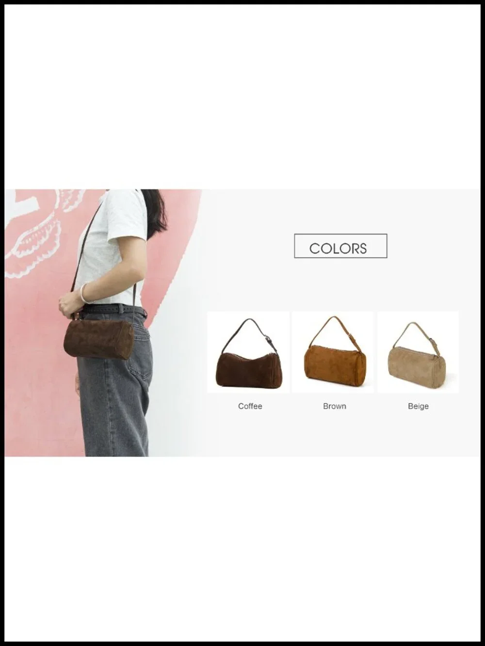 Suede Leather Crossbody Hobo Bag with Adjustable Strap